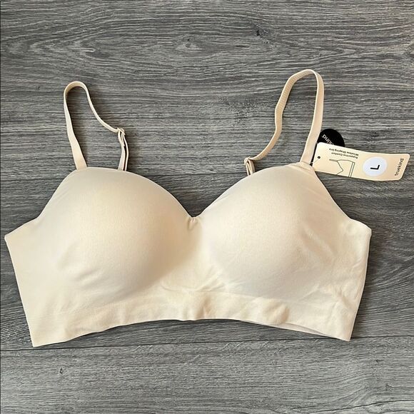 TRUEKIND Supportive Comfort Wireless Shaping Bra Large Beige Convertible Straps - Picture 3 of 11